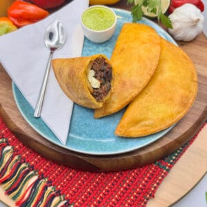 Classic Shredded Beef, black beans and ripe plantain and cheese empanadas