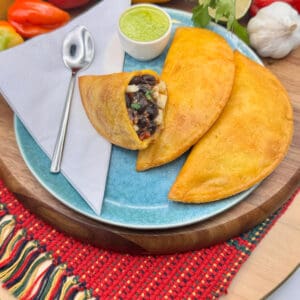 Vegetarian empanada filled with black beans and cheese