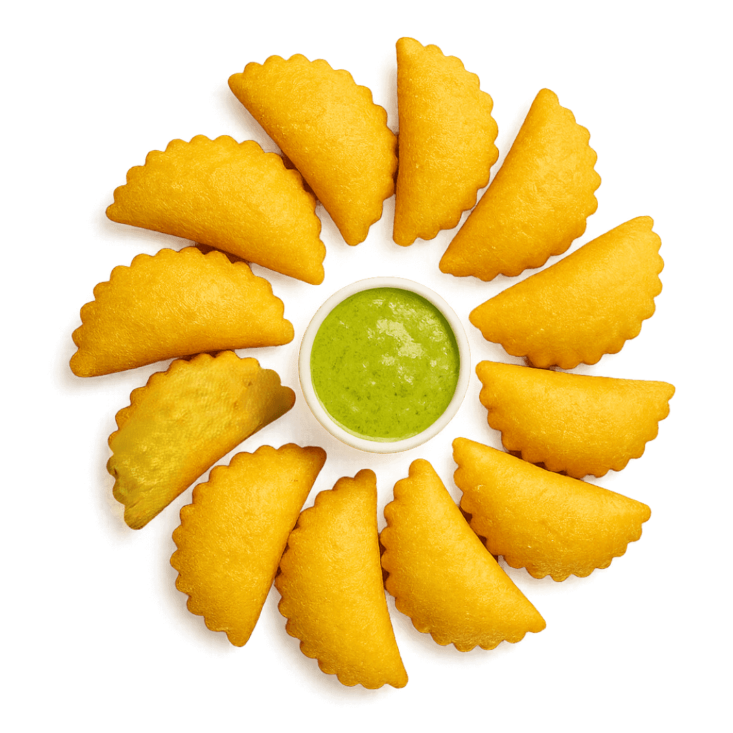 A photo of a tray of empanadas on a transparent background 1