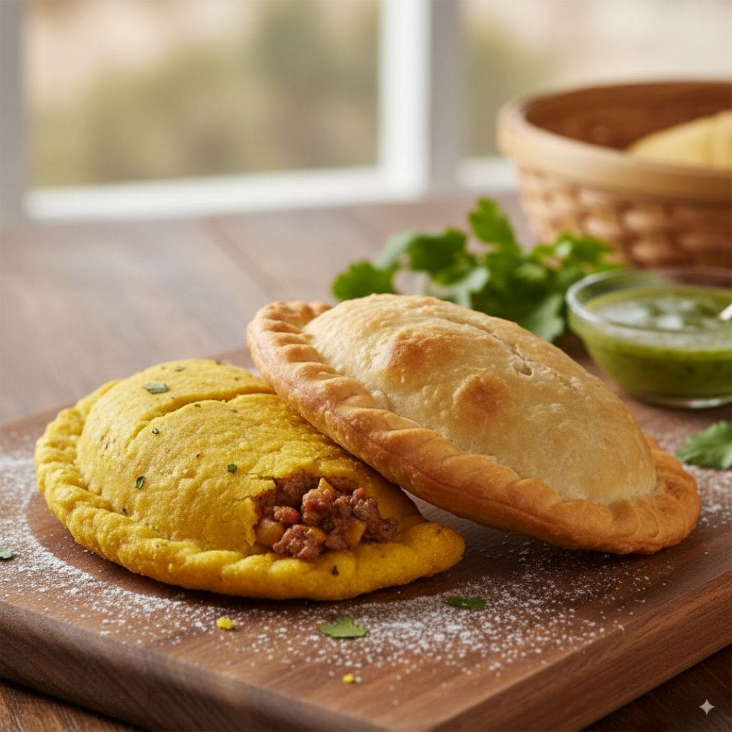 a photo of a gluten free empanada vs regular empanada uk
