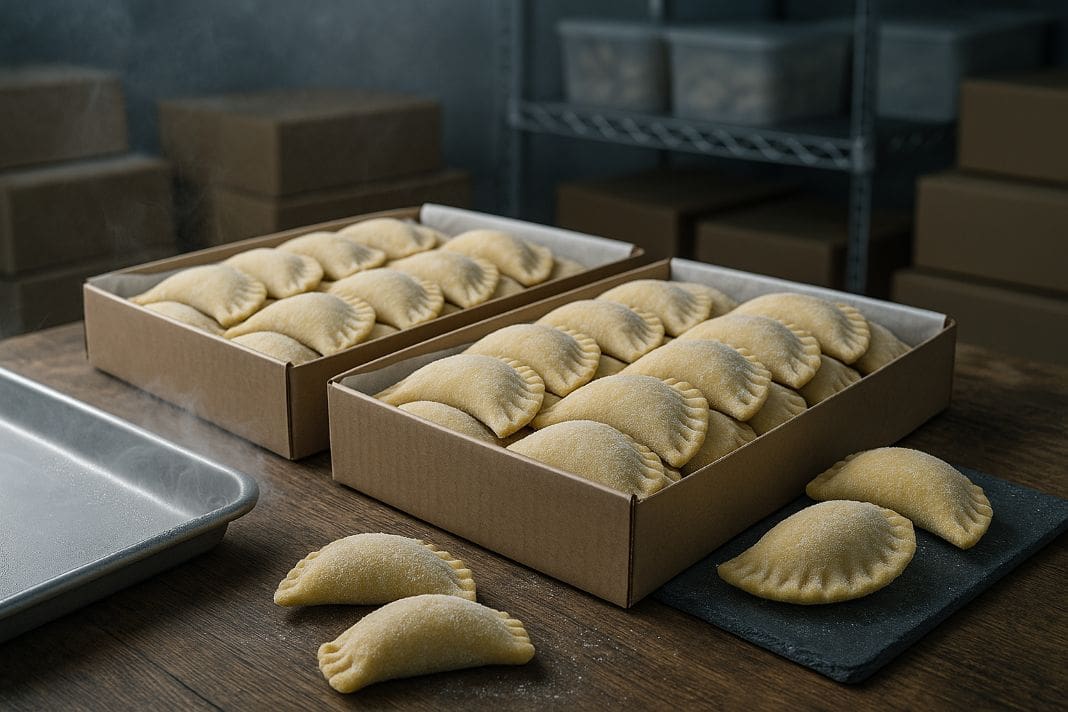 an ai image of ready made raw and frozen corn empanadas