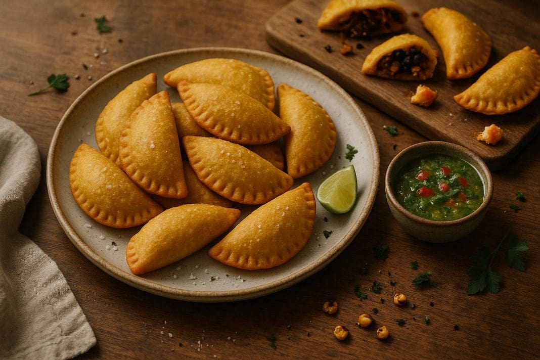 an ai image of mini empanadas and sauce