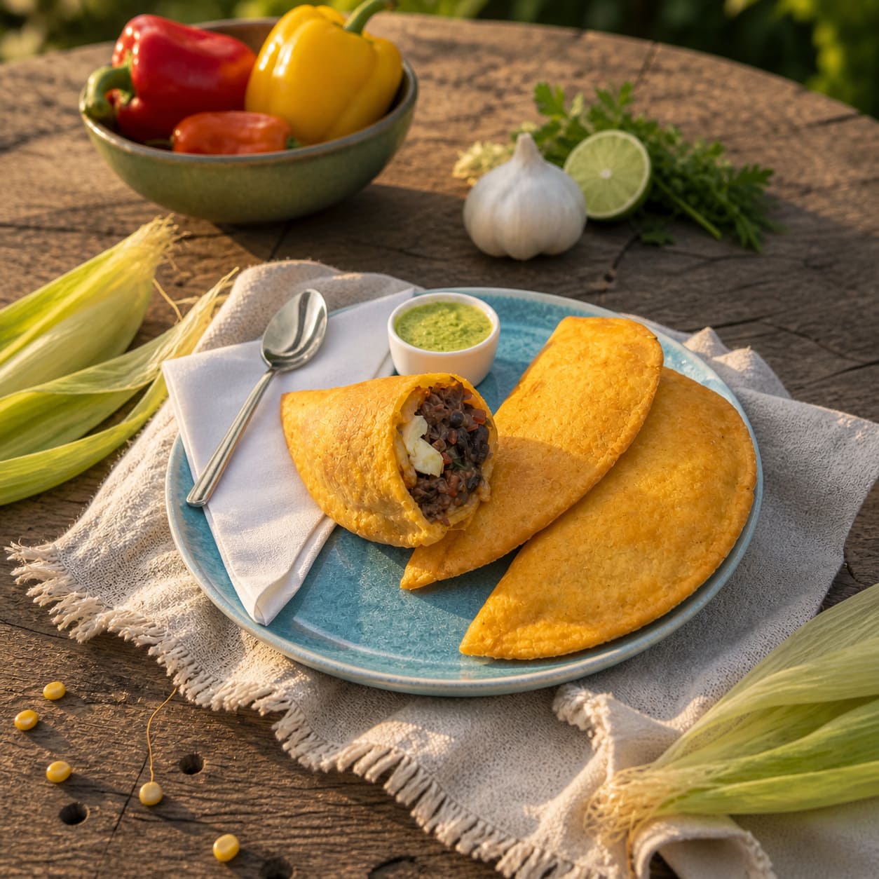 Golden empanadas stuffed with shredded beef black beans, plantain and cheese – Illustrative Image