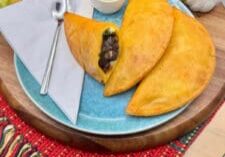 Classic vegan corn empanadas filled with black bean and vegetables