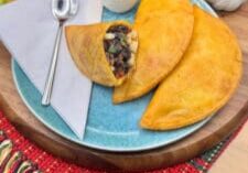 Vegetarian empanada filled with black beans and cheese