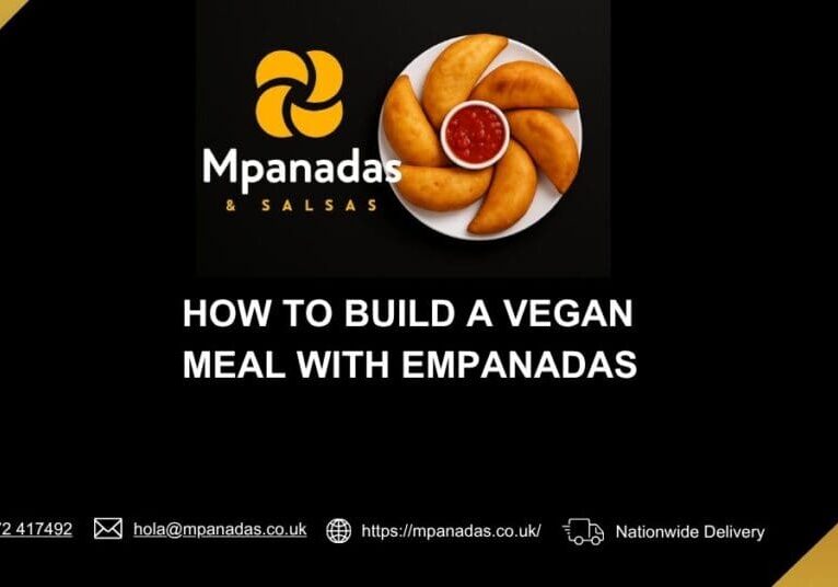 Logo and title for a vegan empanadas meal tutorial.